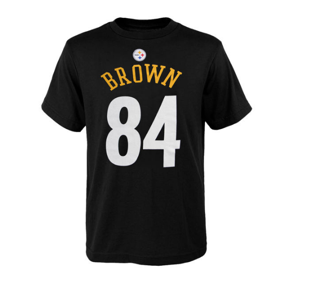 Youth Pittsburgh Steelers Antonio Brown Black Mainliner Name & Number T-Shirt - Pro Jersey Sports - 3