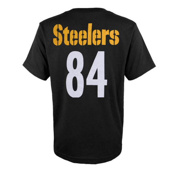 Youth Pittsburgh Steelers Antonio Brown Black Mainliner Name & Number T-Shirt - Pro Jersey Sports - 2