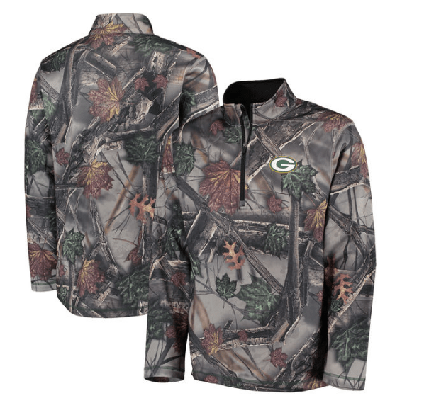 Men's Green Bay Packers Majestic Camo The Woods Half Zip Jacket - Pro Jersey Sports - 1