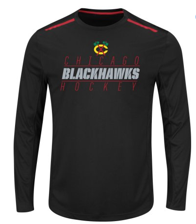 Men's Chicago Blackhawks Quick Whistle Long Sleeve Cool Base Tee By Majestic - Pro Jersey Sports