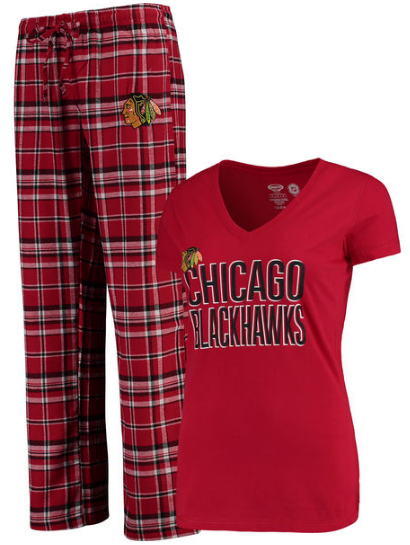 Women's Chicago Blackhawks Concepts Sport Red Tiebreaker Flannel Pajama Pant and T-Shirt Set - Pro Jersey Sports - 4