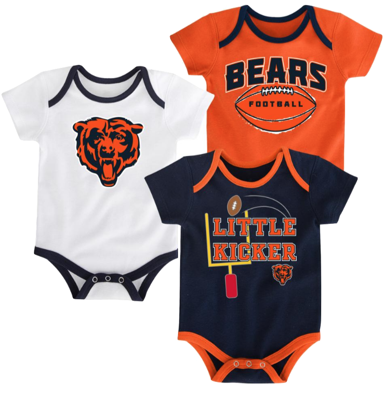 Chicago Bears Infant 3-Pack Tiny Fan Creepers - Pro Jersey Sports