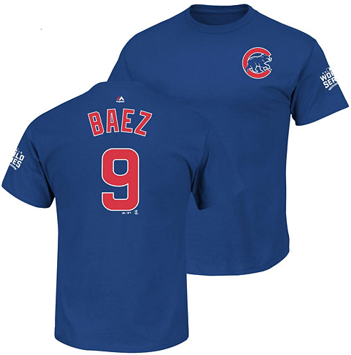 Chicago Cubs Youth Javier Baez 2016 World Series Name and Number T-Shirt - Pro Jersey Sports