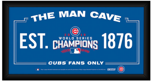 Chicago Cubs 2016 World Series Champions Framed 6x12 Man Cave Sign - Pro Jersey Sports