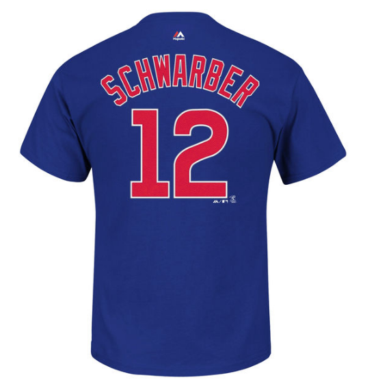 Youth MLB Chicago Cubs Kyle Schwarber Majestic Royal Name & Number T-Shirt