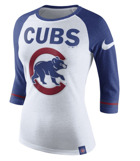 Women's Chicago Cubs Nike White Tri-Blend 3/4-Sleeve Raglan T-Shirt