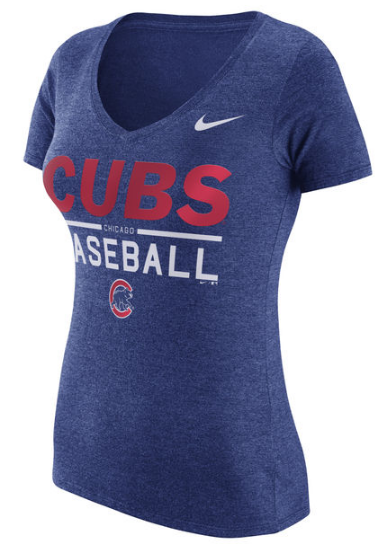 Women's Chicago Cubs Nike Heathered Royal Practice 1.7 Tri-Blend V-Neck T-Shirt