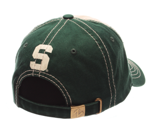 ZHATS NCAA Michigan State Spartans Men's Sigma Relaxed , Stone/Forest Adjustable Cap