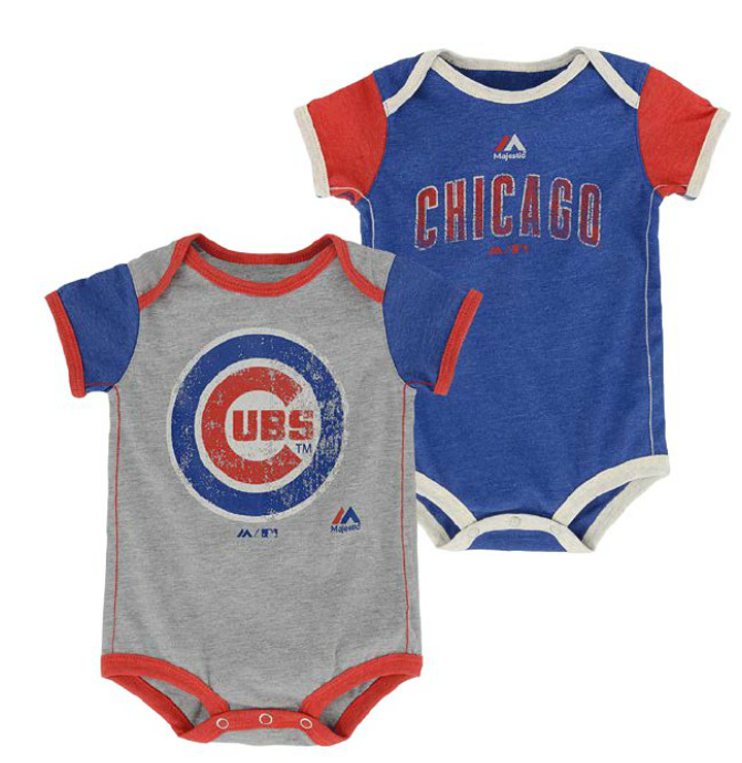 Infant Chicago Cubs Majestic Royal/Gray Vintage Baby 2-Piece Bodysuit Set