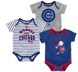 Newborn Chicago Cubs Home Run 3-Pack Bodysuit Set By Majestic - Pro Jersey Sports