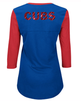 Women's Chicago Cubs Royal/Red Above Average 3/4-Sleeve Raglan T-Shirt - Pro Jersey Sports