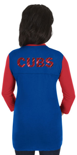 Women's Chicago Cubs Royal/Red Above Average 3/4-Sleeve Raglan T-Shirt