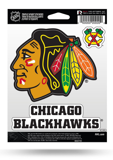 Chicago Blackhawks Triple Spirit Stickers By Rico