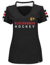 Women's Chicago Blackhawks Black Majestic Goal Cage Tee By Majestic - Pro Jersey Sports