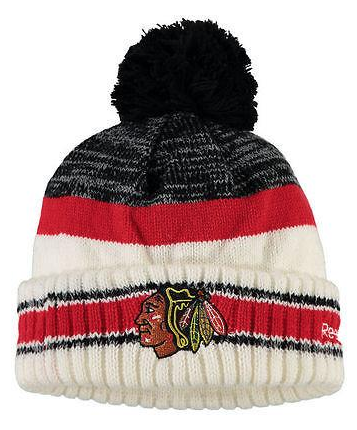 Chicago Blackhawks Youth Center Ice Cuffed Pom Knit Hat