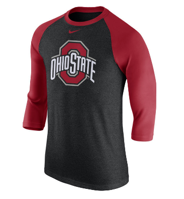 Ohio State Buckeyes Nike NCAA Men's Triblend Logo 3/4 Sleeve Raglan T-Shirt