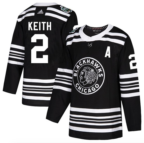 Men's Chicago Blackhawks Duncan Keith adidas Black 2019 Winter Classic Authentic Player Jersey