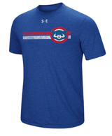 Men's Chicago Cubs Under Armour Cooperstown Collection Heathered Royal Stripe Logo Tri-Blend T-Shirt - Pro Jersey Sports