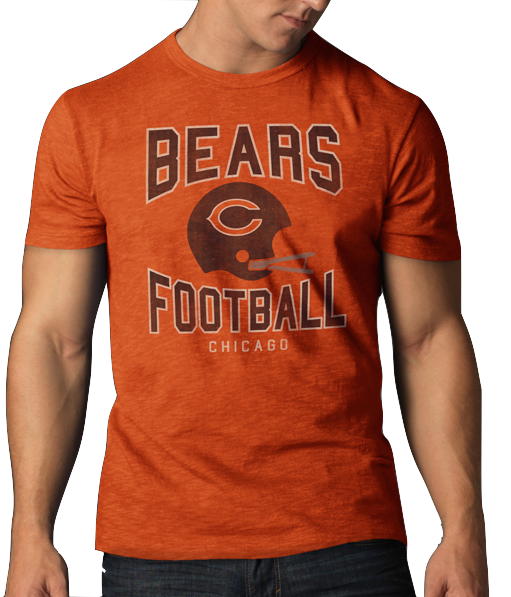 Chicago Bears Men's Legacy Retro Helmet Logo Orange Scrum Tee By ’47 Brand