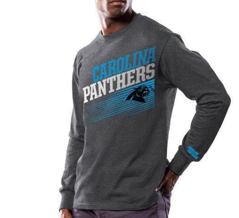 Men's Carolina Panthers Majestic Charcoal Shed Blockers Long Sleeve T-Shirt