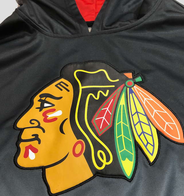 Men's Chicago Blackhawks Scout Black Sublimated Polyester Black Hoody Old Time Hockey