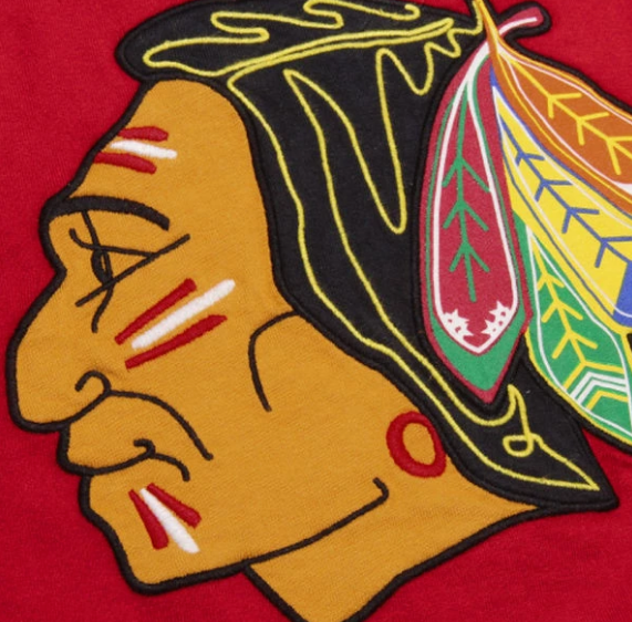 Men's NHL Chicago Blackhawks Mitchell & Ness Red 1st Period Long Sleeve T-Shirt