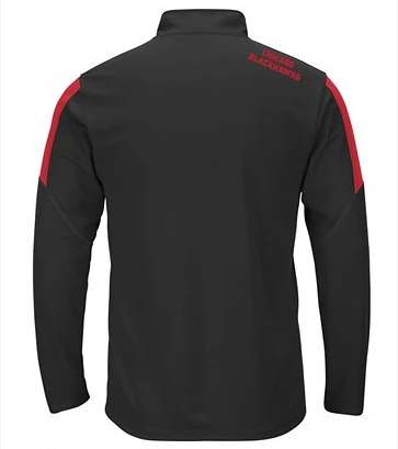 Mens Chicago Blackhawks Status Inquiry Long Sleeve 1/4 Zip Pullover Fleece By Majestic