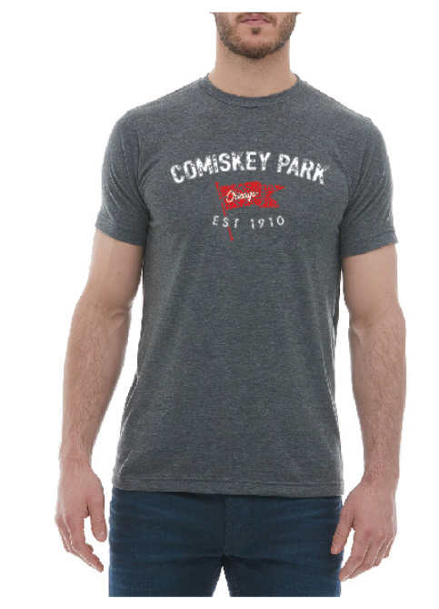 Men's Comiskey Park Brushcraft Est. Flag Short Sleeve Tee-Heather/Charcoal