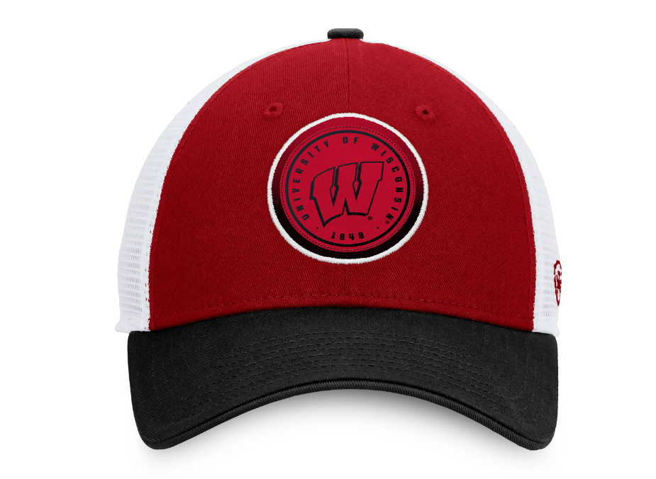 Top of the World Men's Wisconsin Badgers Red/White Iconic Adjustable Trucker Hat