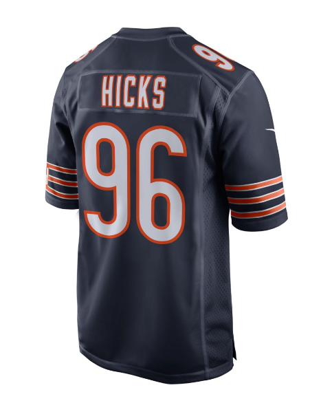 Chicago Bears Akiem Hicks Mens Nike Navy Replica Game Jersey