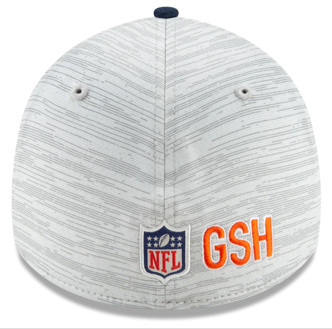 Chicago Bears "B" Logo 2021 Training Camp On Field Gray/Navy New Era 39THIRTY Flex Fit Hat