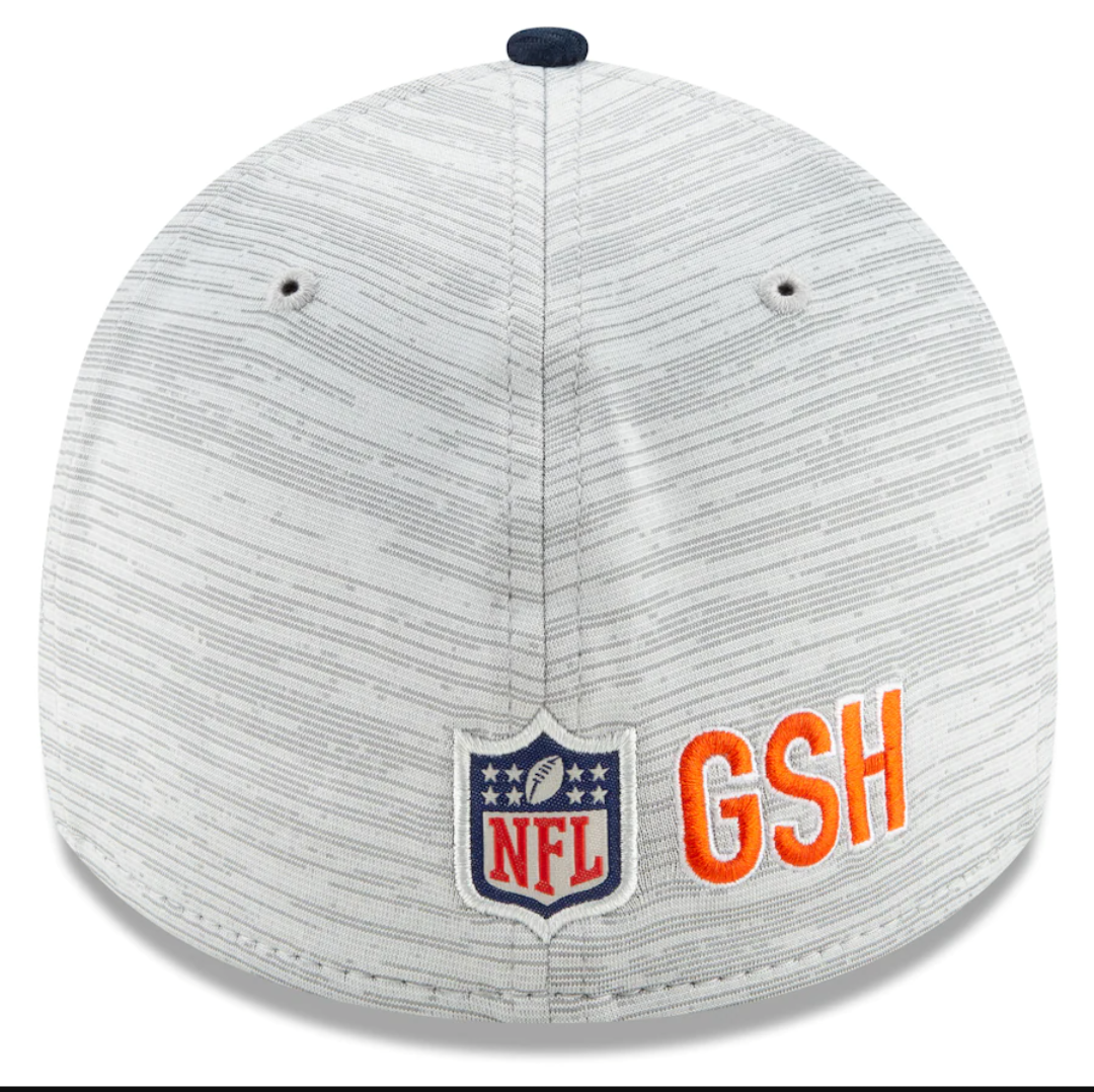 Chicago Bears Primary Logo 2021 Training Camp On Field Gray/Navy New Era 39THIRTY Flex Fit Hat