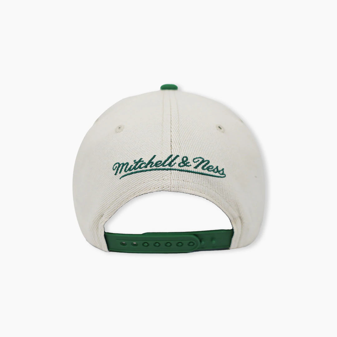 Seattle SuperSonics Mitchell & Ness Hardwood Classics Skyline Natural 2 Tone Snapback Hat- Cream/Green