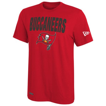 Men's New Era Red Tampa Bay Buccaneers Combine 50 Yard Line Short Sleeve T-Shirt