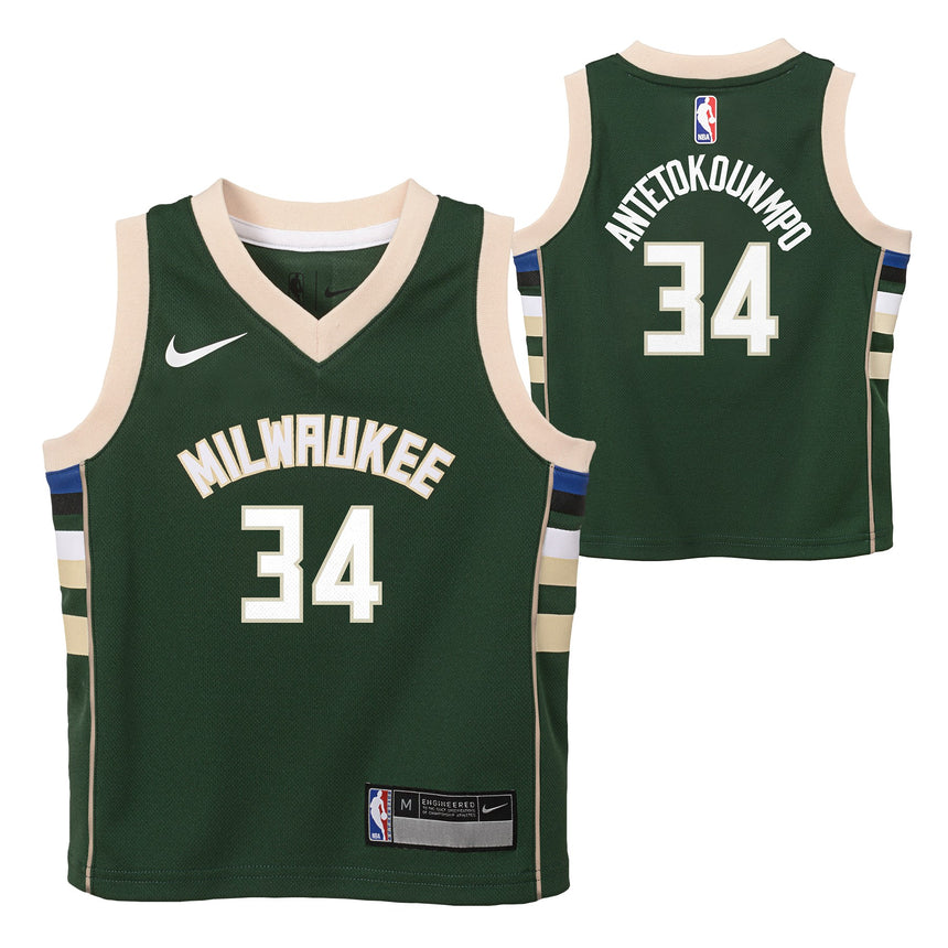 Kids Milwaukee Bucks Giannis Antetokounmpo Nike Icon Edition Green Child Swingman Jersey - Pro Jersey Sports