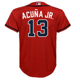 NIKE Youth Ronald Acuna Jr. Atlanta Braves Red Alternate Replica Jersey - Pro Jersey Sports