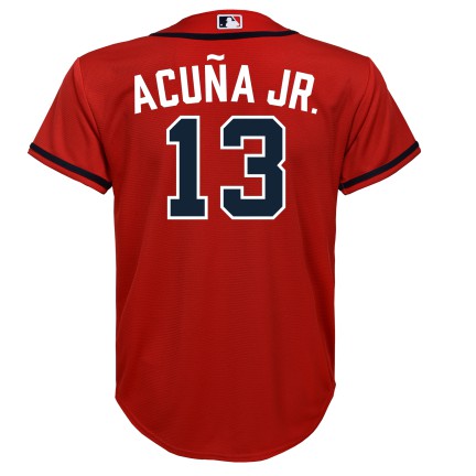 NIKE Youth Ronald Acuna Jr. Atlanta Braves Red Alternate Replica Jersey - Pro Jersey Sports