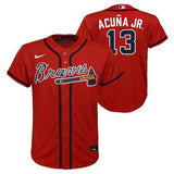 NIKE Youth Ronald Acuna Jr. Atlanta Braves Red Alternate Replica Jersey - Pro Jersey Sports