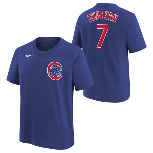 Youth Chicago Cubs Dansby Swanson Nike Royal Blue Name & Number T-Shirt