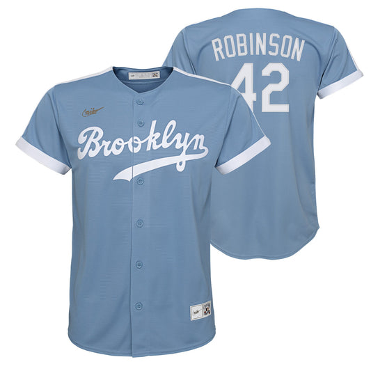 Youth Jackie Robinson Light Blue Brooklyn Dodgers Replica Player Jersey