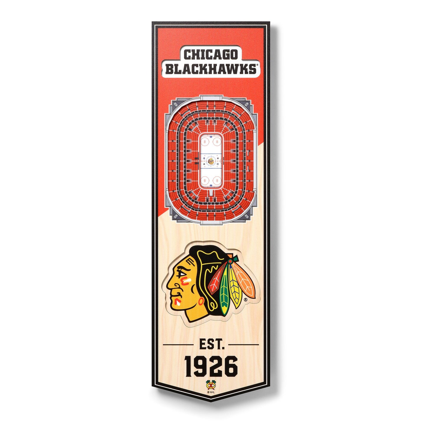 Chicago Blackhawks 6'' x 19'' 3D StadiumView Banner