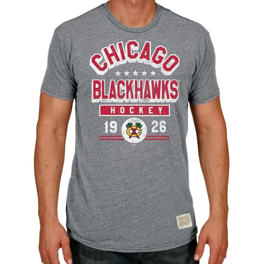 Men's Chicago Blackhawks Gray Billboard Textured Tri Blend Tee