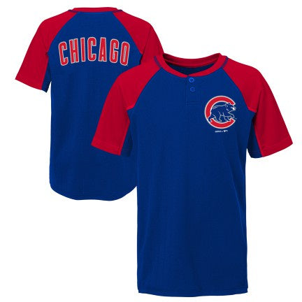 Youth Chicago Cubs MLB At The Plate Short Sleeve Henley Tee