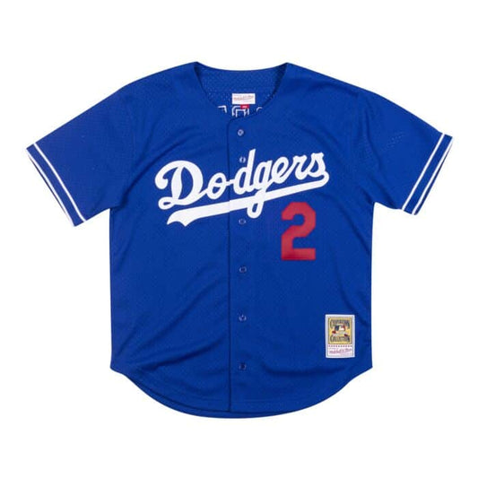Men’s Mitchell & Ness Los Angeles Dodgers Tommy Lasorda 1995 Authentic Replica Blue Mesh Batting Practice Jersey