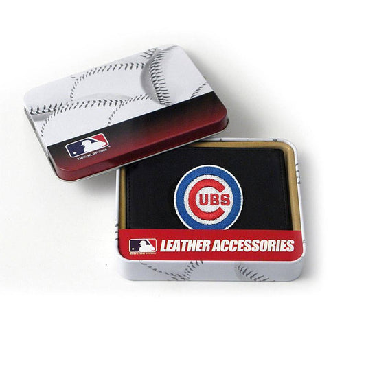 Chicago Cubs Men's Black Leather Tri-fold Wallet - Pro Jersey Sports - 1