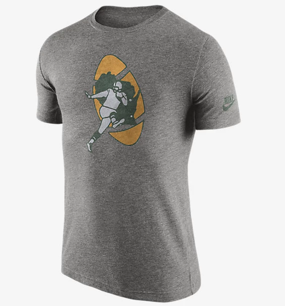 Green Bay Packers Mens Historic Logo Gray T-Shirt By Nike - Pro Jersey Sports