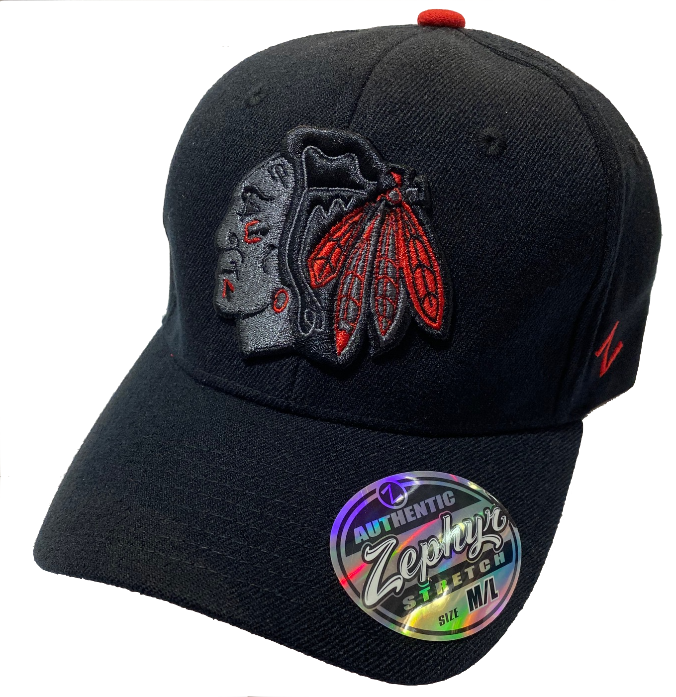 Mens NHL Chicago Blackhawks Twilight Black Zephyr Flex Hat