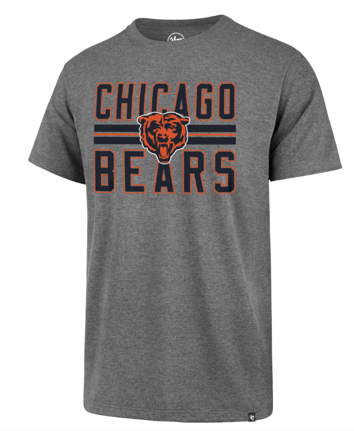 Chicago Bears Slate Gray Block Stripe Club Tee By ’47 Brand