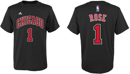 Men's adidas Derrick Rose Chicago Bulls Black Name and Number T-Shirt