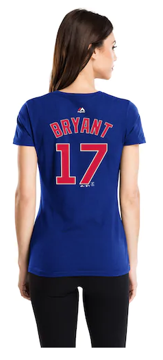 Women's Majestic Chicago Cubs Kris Bryant Name & Number Tee